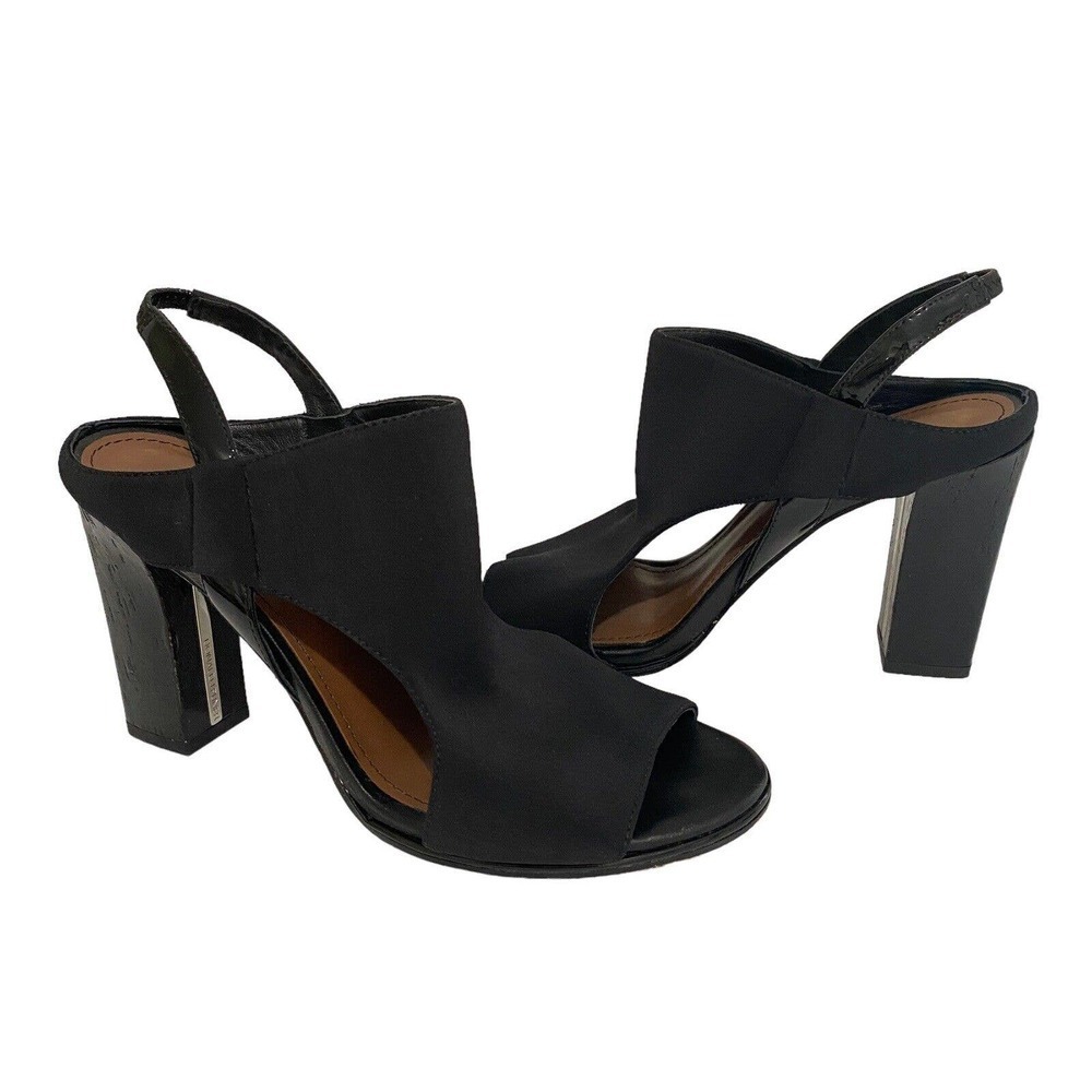 Donald J Pliner Katya Block Heels Black Open Toe Slingback Sandals Sz 7M